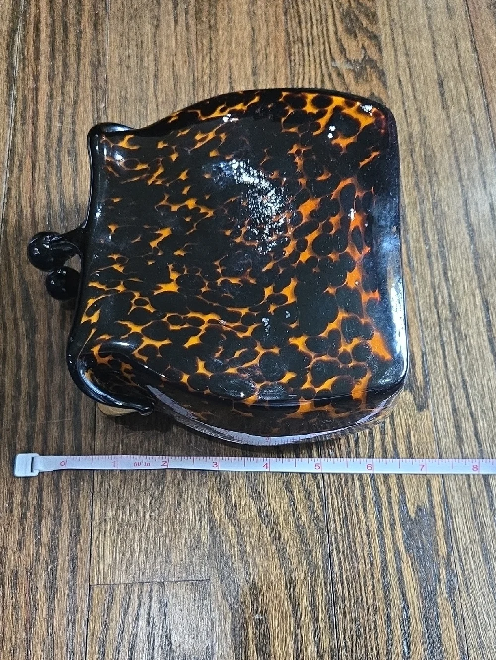 Vintage Murano Glass Purse Vase Leopard Tortoise